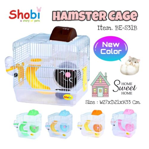 Shobi BE-S31B - กรงแฮมสเตอร์รุ่นถาดใสพร้อมอุปกรณ์ (27x21x30cm) (6655)