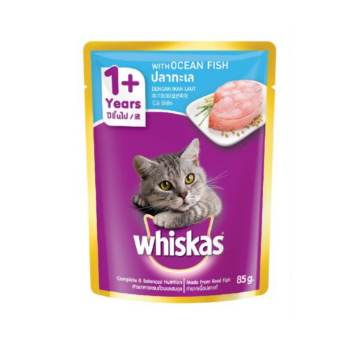 Whiskas Pouch Adult Ocean Fish - อาหารแมวเปียกรสปลาทะเล 85g (8114)