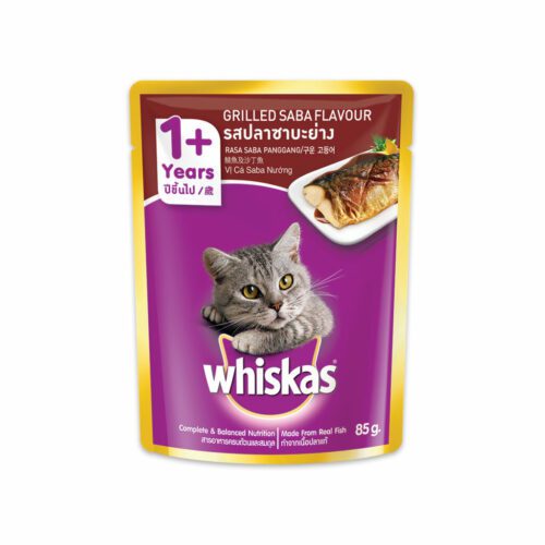 Whiskas Pouch Adult Grilled Saba - อาหารแมวเปียกรสปลาซาบะย่าง 85g (8141)