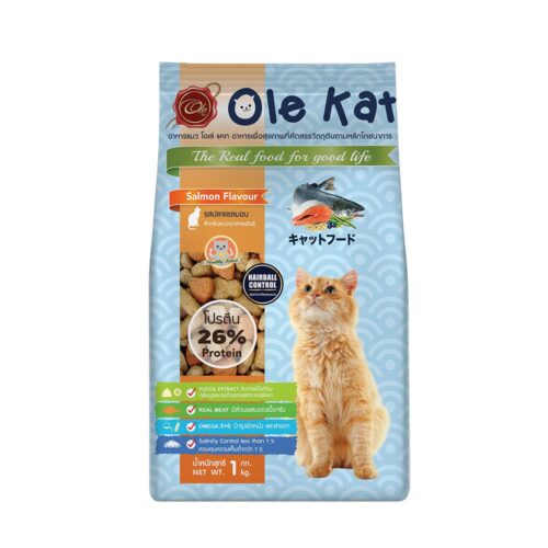 Ole Kat Cat Food Salmon Flavor - อาหารแมวโตทุกสายพันธุ์อายุ 1ปี+ รสปลาแซมอน 1kg (8291)