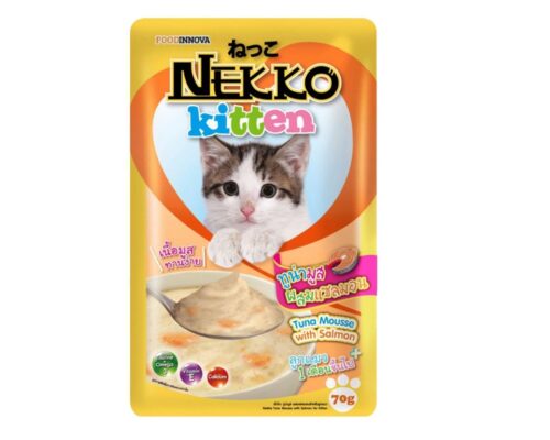 Nekko Kitten Tuna Mousse With Salmon - อาหารเปียกสำหรับลูกแมว รสทูน่ามูสผสมแซลมอน 70g (8201)