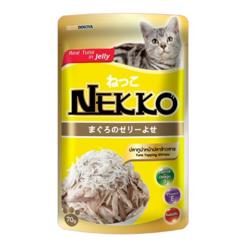 Nekko - อาหารแมวเปียกรสปลาทูน่าปลาข้าวสารในเยลลี่ 70g (8174)