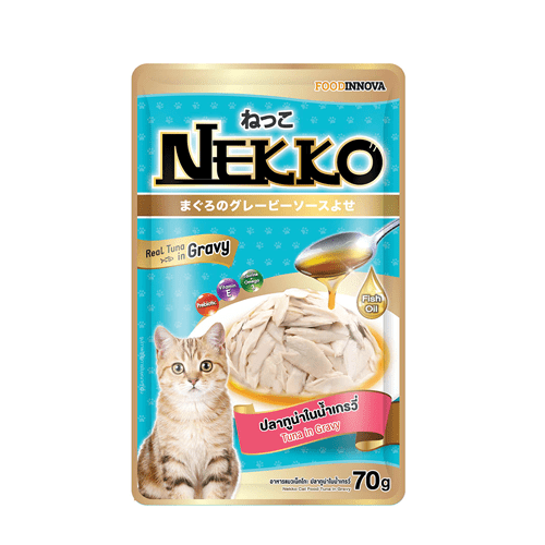 Nekko - อาหารแมวเปียกรสปลาทูน่าในน้ำเกรวี่ 70g (8180)