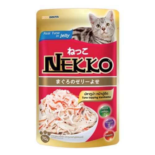 Nekko - อาหารเปียกแมวรสทูน่าหน้าปูอัดในเยลลี่ 70g (8177)