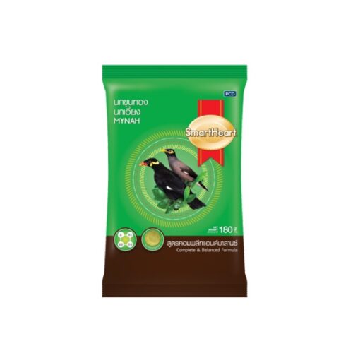 Smartheart Mynah Complete & Balance - อาหารนกเอี้ยงและนกขุนทอง (เม็ดสีเขียว) 3kg (แบ่งขาย)(7251)