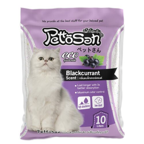 Pettosan Cat Litter Blackcurrant Scent - ทรายแมวเบนโทไนท์กลิ่นแบล็คเคอร์เร็นท์ 10L (3pcs/bag)(9974)