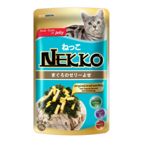 Nekko - อาหารแมวเปียกรสทูน่าสาหร่ายไข่ตุ๋น ในเยลลี่ 70g (9580)