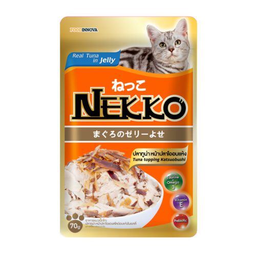 Nekko - อาหารแมวเปียกปลาทูน่าปลาโออบแห้งในเยลลี่ 70g (9707)