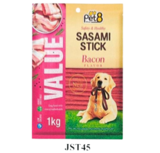 Pet8 Sasami Jerky Value Pack Bacon Flavor 1kg