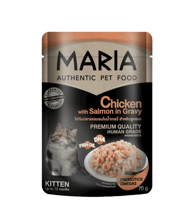 MARIA Authentic Kitten Cat Food Chicken With Salmon In Gravy