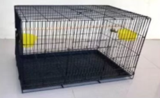 PHC Bird Cage - กรงนกหมอนใหญ่พับ พร้อมที่ให้อาหาร สีฝุ่น (41x60x46cm)