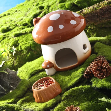 Bucatstate Mushroom House For Hamster S - บ้านเซรามิกสำหรับหนูแฮมสเตอร์ ธีมเห็ดป่า ขนาดเล็ก (12x12x12cm) (579550)