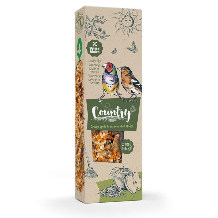 Country Seed Sticks Finch Apple & Sesame Seed - ขนมนก เมล็ดไม้ฟินช์แอปเปิ้ลและเมล็ดงา อัดแท่ง 60g