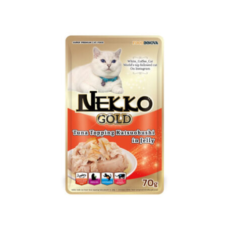 Nekko Gold Tuna Topping Katsuobishi in Jelly - อาหารเปียกแมว ปลาทูน่าหน้าคัตสึโอบูชิในเยลลี่ 70g (593874)